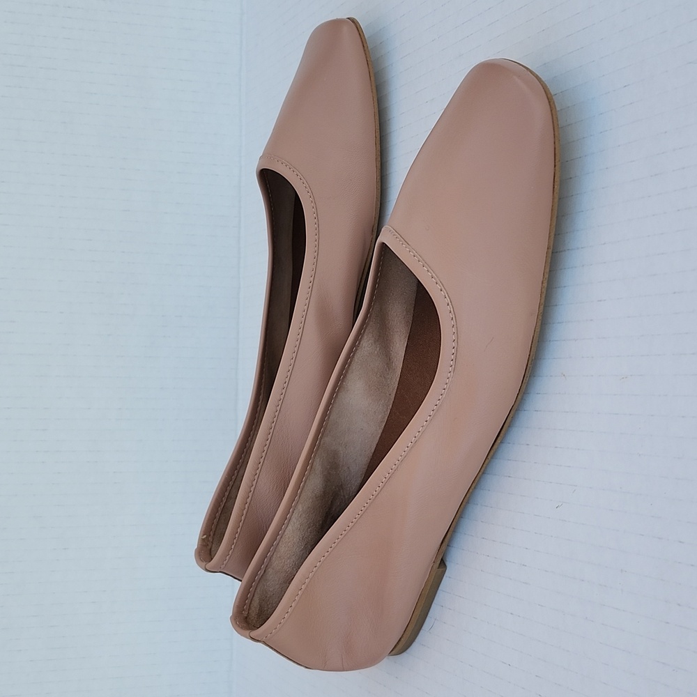 Pilcro Blush Pink Leather Square-Toe Ballet Flats - Picture 8 of 8